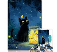 Puzzle da 1000 pezzi Gatto nero nella foresta Puzzle da 1000 pezzi per regali per adolescenti, regali per amici e familiari per età 14 (38x26cm)