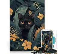 Puzzle da 1000 pezzi "Gatto nero nella giungla",taglio perfetto,divertente rompicapo cognitivo,gioco per il tempo libero,regalo artistico di Natale 38x52cm