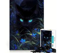 Puzzle da 1000 pezzi "Gatto nero nella notte" Divertimento assicurato,stimolante per la mente,momento di relax,regalo di Natale 50x75cm