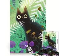 Puzzle da 1000 pezzi "Gatto nero nella vegetazione" per adolescenti, ideale per il tempo libero, la fuga dalla realtà, un regalo significativo (50x75cm)