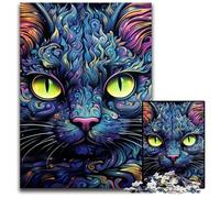 Puzzle da 1000 pezzi "Gatto Nero" per adulti, puzzle in legno per decorazioni per la casa, allenamento del cervello e regali per le feste, 50x75CM/19,68x29,52 pollici.