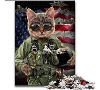 Puzzle da 1000 pezzi "Gatto Pilota nell'Aeronautica Militare", in cartone, dimensioni 26x38cm, attività per la famiglia, decorazioni fai da te per la casa, regalo per le feste.