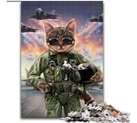Puzzle da 1000 pezzi "Gatto Pilota nell'Aeronautica Militare" in legno regalo perfetto per genitori amanti e amici - età 14+ 50x75cm decorazione artistica fai da te regalo di compleanno perfetto.