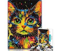 Puzzle da 1000 pezzi "Gatto psichedelico" per adolescenti e adulti, sfida difficile antistress, migliora l'amore tra coppie, 50x75cm