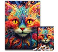 Puzzle da 1000 pezzi "Gatto psichedelico", regalo per adulti, attività per famiglie, decorazioni fai da te per la casa, regalo di Natale, 50x75CM/19,68x29,52 pollici
