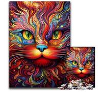 Puzzle da 1000 pezzi "Gatto psichedelico", regalo per adulti, attività per famiglie, decorazioni fai da te per la casa, regalo di Natale 26X38CM/10,23x14,96 pollici