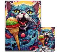 Puzzle da 1000 pezzi "Gatto psichedelico", regalo per adulti, rompicapo impegnativo per adolescenti, gioco interattivo divertente per famiglie, 50x75CM/19,68x29,52 pollici.