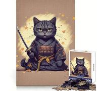 Puzzle da 1000 pezzi "Gatto Samurai Giappone" per adolescenti,allenamento della memoria,svago rilassante,taglio perfetto,bel regalo (38x26cm)