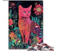 Puzzle da 1000 pezzi "Gatto seduto tra i fiori" per adulti, un regalo perfetto per il divertimento in famiglia (dimensioni 50x75cm)