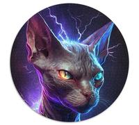 Puzzle da 1000 pezzi "Gatto senza pelo" di Lightning, puzzle rotondo da 1000 pezzi, ideale per decorazioni per la casa, allenamento del cervello e regali per le feste, 67,5x67,5 cm.