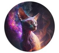 Puzzle da 1000 pezzi "Gatto senza pelo Nebula" Puzzle rotondi da 1000 pezzi per adulti per decorazioni per la casa, allenamento del cervello e regali per le feste 67,5x67,5 cm