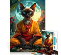 Puzzle da 1000 pezzi "Gatto siamese mistico" per adolescenti, gioco di logica e svago, con bordi sottili, regalo speciale 50x75cm