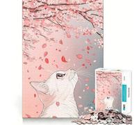 Puzzle da 1000 pezzi "Gatto sotto i petali di ciliegio" Gioco di precisione e divertente per stimolare la mente,ideale per momenti di relax e tranquillità,perfetto come regalo di Natale (50x75cm)