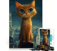 Puzzle da 1000 pezzi "Gatto sul tetto della città" - Incastro perfetto - Gioco di abilità artistica e di pensiero - Gioco per il tempo libero - Regalo di Natale (38x26cm)