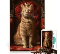 Puzzle da 1000 pezzi "Gatto Tabby Arancione Regina" per adulti, sfida mentale, gioco rilassante, pezzo da collezione di alta qualità (50x75cm)