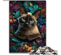 Puzzle da 1000 pezzi "Gatto tra i fiori" per adolescenti, sfida difficile antistress per la decorazione della casa per 14+ anni (50x75cm)