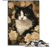 Puzzle da 1000 pezzi "Gatto tra i fiori" Puzzle da 1000 pezzi, rompicapo stimolante per adolescenti, perfetto per decorare la casa o come regalo (dimensioni 26x38cm)