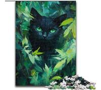 Puzzle da 1000 pezzi "Gatto tra le foglie verdi" per adulti e adolescenti, stimola l'intelligenza cerebrale, giocattoli avvincenti per la decorazione della casa (50x75cm)