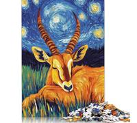 Puzzle da 1000 pezzi "Gazelle" nella notte stellata, regali di Natale, puzzle in legno per adulti e adolescenti, giocattoli per l'intrattenimento della famiglia, 1000 pezzi (75x50 cm)