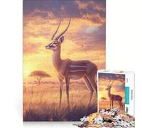 Puzzle da 1000 pezzi Gazzella al tramonto, gioco interattivo, allena la mente e la manualità, compleanno e Natale 50x75cm