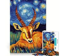 Puzzle da 1000 pezzi "Gazzella nella notte stellata" per adolescenti, giocattolo intelligente per momenti di condivisione, taglio preciso, pezzo da collezione artistico 38x52cm