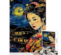 Puzzle da 1000 pezzi Geisha Giapponese Vangogh Gioco educativo Difficile Giocattolo da parete Migliora l'amore tra le coppie (38x52cm)