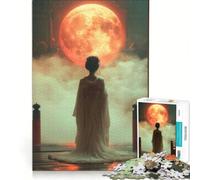 Puzzle da 1000 pezzi Geisha sotto la luna di sangue, gioco interattivo, allena la mente e la manualità, compleanno e Natale 38x26cm