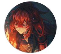 Puzzle da 1000 pezzi Genshin Impact Diluc Puzzle rotondi da 1000 pezzi per adulti, Halloween, Pasqua, Capodanno 67,5x67,5 cm