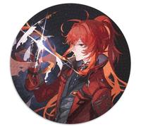 Puzzle da 1000 pezzi Genshin Impact Diluc, puzzle rotondo da 1000 pezzi per adulti, gioco interattivo per famiglie, sfida mentale, giocattolo educativo 67,5x67,5 cm