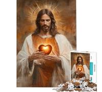 Puzzle da 1000 pezzi Gesù che tiene il Sacro Cuore Attività divertenti da fare a casa Sfida difficile gioco impossibile per ragazzi dai 14 anni in su (38x52cm)
