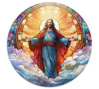 Puzzle da 1000 pezzi "Gesù nel cielo", gioco rompicapo rotondo per adolescenti, regalo perfetto per una serata di giochi in famiglia 67,5x67,5 cm