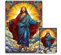 Puzzle da 1000 pezzi "Gesù nel cielo", in legno, fai da te, decorazione, sfida per il cervello, per adulti, famiglia, regalo di Natale, 50x75CM/19,68x29,52 pollici.