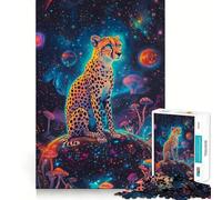 Puzzle da 1000 pezzi "Ghepardo nel cosmo" Gioco creativo di alta qualità per stimolare la mente e favorire la pace e il divertimento,decorazione natalizia da parete (38x52cm)