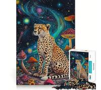 Puzzle da 1000 pezzi "Ghepardo nel cosmo" Gioco di precisione,divertente e stimolante per la mente,ideale per momenti di relax e come regalo di Natale (38x26cm)