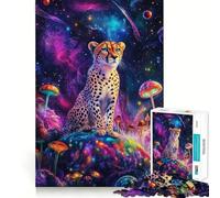 Puzzle da 1000 pezzi "Ghepardo nel cosmo" Gioco di precisione,divertente e stimolante per la mente,ideale per momenti di relax e come regalo di Natale (38x26cm)