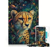 Puzzle da 1000 pezzi "Ghepardo nel cosmo" Gioco divertente e stimolante per la mente,ideale per momenti di svago e per decorare la casa durante le festività natalizie (38x52cm)
