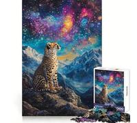 Puzzle da 1000 pezzi "Ghepardo nel cosmo" per adolescenti,stimola la memoria,allevia lo stress,divertente,con bordi netti,regalo perfetto (38x52cm)