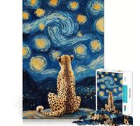 Puzzle da 1000 pezzi "Ghepardo sotto un cielo stellato" Gioco di precisione,divertente e stimolante per la mente,ideale per momenti di relax e come regalo di Natale (50x75cm)