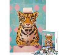 Puzzle da 1000 pezzi - Giaguaro con carta igienica Decorazione per la casa Giocattoli Regali di compleanno Gioco educativo Allena il tuo cervello e le tue mani Dimensioni 50x75cm