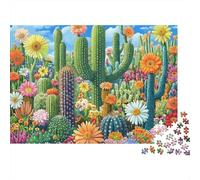 Puzzle da 1000 pezzi "Giardino di cactus" con cactus del deserto e fiori selvatici, gioco educativo per adulti, bellissima decorazione, Dimensioni: 38x26 cm.