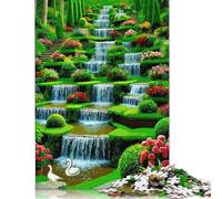 Puzzle da 1000 pezzi Giardino di Cascate con Cigni per Adolescenti. Regali per adulti e ragazzi. 1000 pezzi (75 x 50 cm).