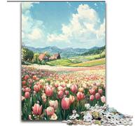 Puzzle da 1000 pezzi "Giardino di tulipani" per adulti, regalo perfetto per compleanni, vacanze, decorazioni per feste spaziali (dimensioni 26x38cm)