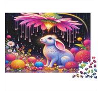 Puzzle da 1000 pezzi "Giardino Magico del Coniglio" con coniglietto pasquale e fiori, gioco educativo per adulti, decorazione per la casa, difficile e stimolante, di compleanno. 38x26cm/1000pcs