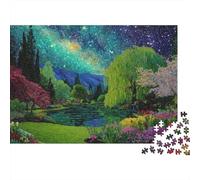 Puzzle da 1000 pezzi "Giardino nella notte stellata" con la Cattedrale di San Basilio, gioco educativo per adulti, decorazione per la casa, difficile e stimolante, regalo di compleanno. 38x26cm