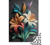 Puzzle da 1000 pezzi, gigli, fiori, puzzle in legno, gioco educativo, sfida, giocattolo, come regalo di Natale, 1000 pezzi (75x50 cm)