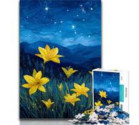 Puzzle da 1000 pezzi "Gigli gialli nel cielo notturno" per adolescenti, gioco stimolante, ideale come regalo per tutta la famiglia (38x26cm)