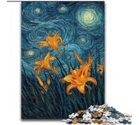 Puzzle da 1000 pezzi "Gigli gialli nel cielo notturno" per adolescenti, gioco stimolante, ideale come regalo per tutta la famiglia (50x75cm)