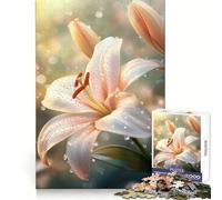 Puzzle da 1000 pezzi "Giglio bianco con gocce di rugiada" per adulti e ragazzi, ideale per l'allenamento mentale, il tempo libero consapevole, il taglio uniforme e le sorprese di compleanno (50x75cm)