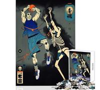 Puzzle da 1000 pezzi Giocatore di basket contro scheletro Stile Ukiyo-e Giocattoli fai da te Regali per donne e uomini per gioco educativo Migliora l'amore tra coppie Dimensioni 50x75cm