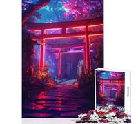 Puzzle da 1000 pezzi giocattolo educativo giapponese con aura della foresta al neon ottimo regalo per gioco educativo adatto per la decorazione del desktop dimensioni 38x26cm